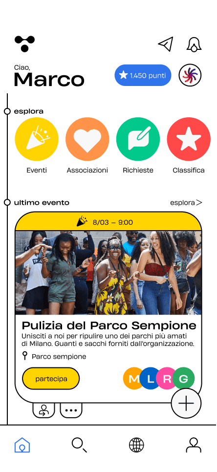 Schermata principale dell'app Volby